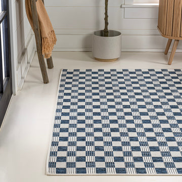 Aimee Traditional Cottage Checkerboard Indoor/Outdoor Area Rug